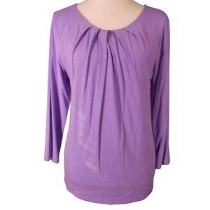 Talbots Blouse Peasant Top Pleated Purple Bright Women's Small Long Sleeve